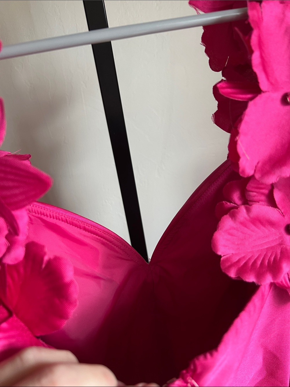 Adrianna Papell Hot Pink Floral Appliqué Dress Size 12 - Picture 6 of 7